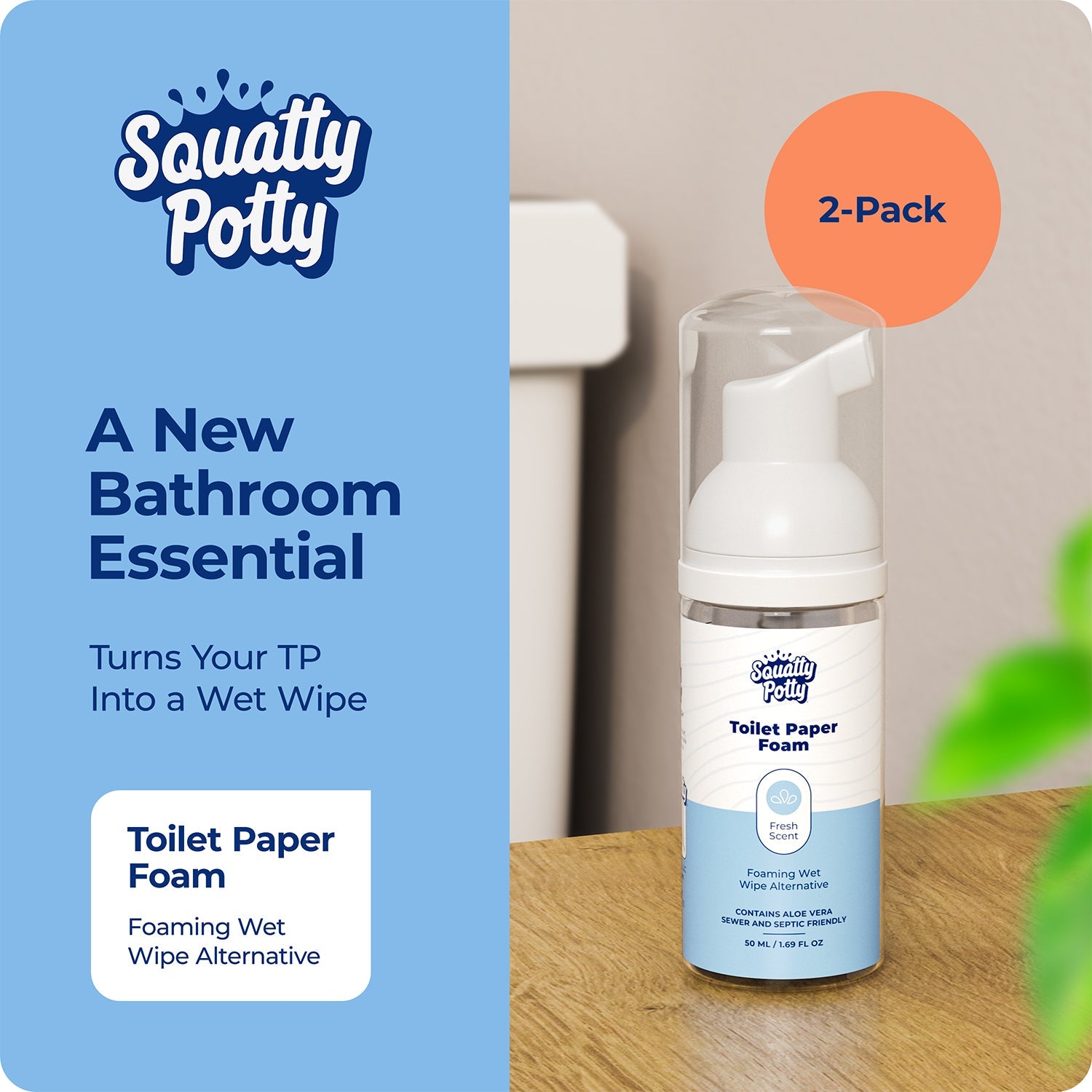 Toilet Paper Foam Instant Wet Wipe 2 Pack